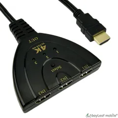 HDMI 切替器 セレクター 3入力 1出力 4K フルHD ディスプレイ モニター 手動 切り替え 分配器 メス→オス アダプター スイッチャーのサムネイル
