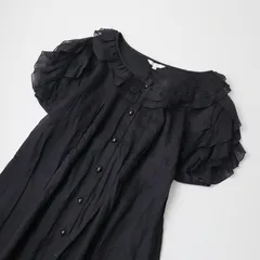 トゥービーシック TO BE CHIC フリルチュニックブラウス 40/ブラック シャツ コットンリネン 半袖【2400013481052】のサムネイル