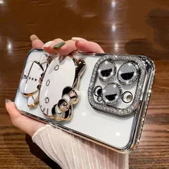 Shop出品　iPhone15 15Pro　15ProMax キラキラ キティちゃん ミラー付き ケース　シルバー　ゴールド　ピンクゴールド　プレゼント　クリスマス　☆新品登場☆ キティちゃん キラキラ ハローキティ ミラー付き スマホケース