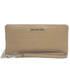 マイケルコース 長財布 Michael Kors ジェット セット トラベル クロコ調 ラウンドファスナー ストラップ付 35F3STVE7E CAMEL レディース