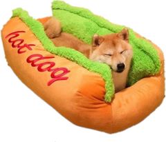 ペットベッド ホットドッグ マット クッション 犬用 猫用 ふわふわ あったか 柔らかい もこもこ ふんわり 可愛い ペット用品 室内用 (59cmx50cmx23cm)