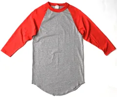 【2XL】霜降グレー/レッド　ラグラン Tシャツ 七分袖 ベースボールTシャツ 無地 7分袖 AUGUSTA SPORTSWEAR［4420］メンズ レディース ユニセックス