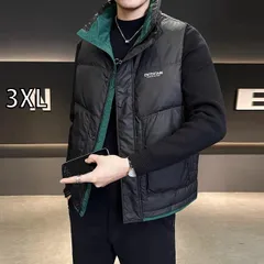 [3XL]秋冬 コーデ メンズ  服 シンプル ファッション オシャレ 大人 かっこいい 大きいサイズ ストリート 紳士服 カラー ブロック スタンドカラー ダウン ベスト ジャケット ワークウェア ハイエンド アウター