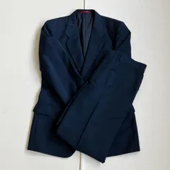 美品⭐️ ダーバン DURBAN スーツ セットアップ テーラードジャケット スラックス 無地 薄手 シングルブレスト センタープレス シンプル ネーム入り 紺 小さめ