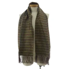 ヒッキーフリーマン Hickey Freeman ストール フリンジ 日本製 シルク100％ 総柄 ゴールド ネイビー 紺 レッド 赤 ブラック 黒