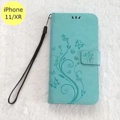 iPhoneケース 蝶 手帳型 iPhone 11 XR グリーン スマホ アイフォン ケース
