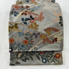 秋単衣にぴったりススキ柄櫛織の袋帯300g軽量帯締めセット