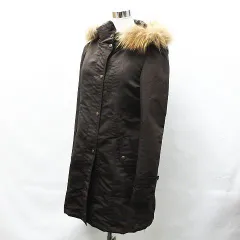 MICHEL KLEIN ミッシェルクラン MK ファー付き コート ライナー付き ポリエステル ブラウン レディース サイズ 38 FMVAJ-40380