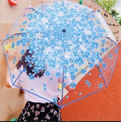 韓国傘 かわいいミニさわやか三つ折り日本桜透明 傘、防雨・防風