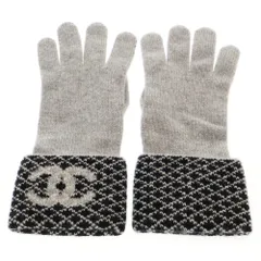 CHANEL (シャネル) ココマーク バイカラーグローブ カシミア手袋 グレーのサムネイル