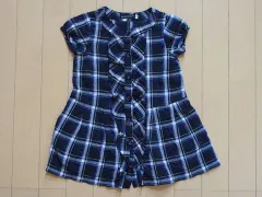 ベベ bebe アウトレット 子供服 女の子 100cm 半袖 ワンピース チェック 黒 紫 春 夏 ★4 ガールズ 女児 キッズ 【中古】 ユーズド リサイクル 古着