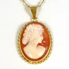 K18YG　ネックレス　necklace　シェルカメオ　総重量約4.9g　約40cm