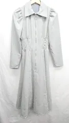 ◇ ⊂ And Couture アンドクチュール ウエストﾘﾌﾞ フロントジップ 長袖 ロング ワンピース サイズ38 ミント系 レディース E  【1410290078402】