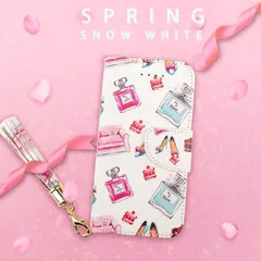 Google Pixel9a ケース 手帳型 かわいい 白 ホワイト コスメ柄 Pixel8a  カバー おしゃれ ミラー ストラップ レザー 革 送料無料 安い スマホケース