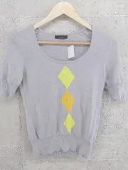 ◇ COMME CA ISM コムサイズム 半袖 Tシャツ カットソー L グレーイエロー * 1002799136082