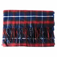 ロペ ROPE マフラー ストール フリンジ チェック コットン 紺 赤 ネイビー レッド 小物