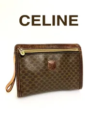 ★フォローで割引クーポン発行中★CELINE セリーヌ　マカダム柄　トリオンフ　レザー×PVC　クラッチバッグ　ブラウン