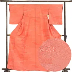 重要無形文化財　江戸小紋 正絹 橋本六郎 糸巻き文様 茶オレンジ系 トールサイズ 重要無形文化財江戸小紋 正絹 橋本六郎 糸巻き文様 茶オレンジ系