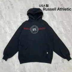 USA製 Russell Athletic ラッセルアスレチック sweat hoodie スウェットパーカー プリントロゴ アメリカ製 ブラック サイズL 玉FL3940