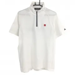 ルコックゴルフ 半袖ハイネックシャツ 白 メッシュ調 ハーフジップ メンズ L ゴルフウェア le coq sportif