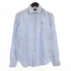 ポロ ラルフローレン POLO RALPH LAUREN リネン シャツ ストライプ 長袖 ブルー ホワイト XS 250502E