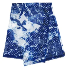 美品 ルイ ヴィトン エトール モノグラム ストール バンダナ 大判 タイダイ MP3346 コットン ブルー LV 0358 OUIS VUITTON