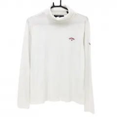 【超美品】キャロウェイ 長袖ハイネックシャツ 白 ロゴピンク  レディース LL ゴルフウェア Callaway
