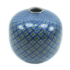 有田焼【村上玄輝陶房】灰濃鉄仙花鳥図円形花瓶 有田焼【村上玄輝陶房】灰濃鉄仙花鳥図円形花瓶