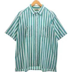 古着 80~90年代 エルエルビーン L.L.Bean COOL WEAVE 半袖 コットン ストライプシャツ USA製 ボックスシャツ メンズL相当/eaa537060