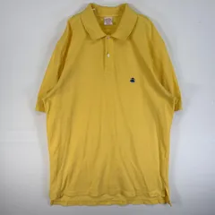 古着 90's/90年代 ブルックスブラザーズ Brooks Brothers 鹿の子 半袖 ポロシャツ ロゴ 刺繍 2ボタン PERFORMANCE POLO L  イエロー 無地 メンズ