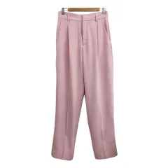 フリークスストア FREAKS STORE パンツ ワイド ロング タック センタープレス 無地 M ピンク