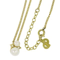 本物 クリスチャン ディオール Christian Dior フェイクパール ネックレス ペンダント GP ゴールド メッキ ホワイト アクセサリー ジュエリー 中古 【フォロー割】