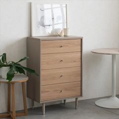 美品】コンセント付き 木目調モダンキャビネット 4引き出し - メルカリ