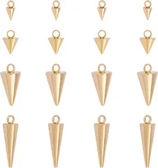 UNICRAFTALE 約24個 4種サイズ スパイク チャーム ステンレス 円錐形 コーンスパイク リベットチャーム メタルチャーム 金属チャーム( ゴールド-円錐形-24個,  6.5/8.5/14/18mm)