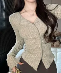 カーディガン vネック レディース韓国風
