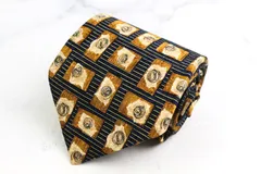 エルメネジルドゼニア ブランド ネクタイ ボーダー柄 ドット パネル柄 シルク PO メンズ ネイビー Ermenegildo Zegna 【中古】