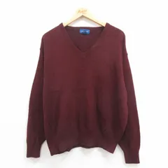 XL/古着 タウンクラフト 長袖 セーター メンズ 90s 無地 アクリル Vネック エンジ 25aug30 中古 ニット トップスのサムネイル