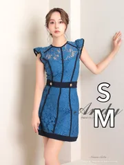 ブルーネイビー [OK2795-WB-2402]【ANDY/アンディ】フラワーレース/ パイピング/ フリルショルダー/ ノースリーブ/ Aライン/ フレア/ ミニドレス/ キャバドレス/ ワンピース