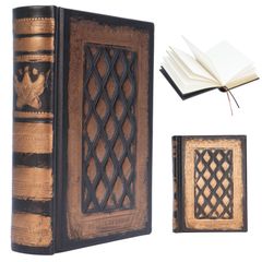 新品　カバー ハード 魔導書 日記帳 176ページ 白紙 B6 分厚いノート ノート 洋書風 アンティーク 自由帳 aleawol (17.6x13cm/ブラック)