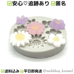 ぷにぷに花 五穴　はな シリコンモールド シリコン型 (G16)
