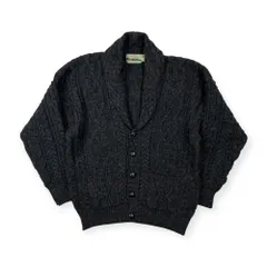 90s アイルランド製 ARAN CRAFTS ビンテージ ショールカラー フィッシャーマン セーター サイズ M /ブラック系