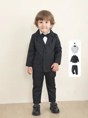 子供服 キッズ フォーマル スーツ ブレザー 男の子 ベビー服 3点セット ジャケット シャツ パンツ 卒園式 入園式 七五三 お宮参り タキシード風 結婚式 入学式 80 90 100 110 120 130cm