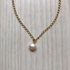 ネックレス パール 1粒 シンプル 細め チェーン アレルギー オールステンレス