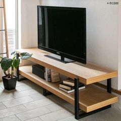 ◆お洒落◆数量限定 天然木×スチールのシンプルなテレビボード 幅180cm ローボード ナチュラル テレビ台 テレビボード