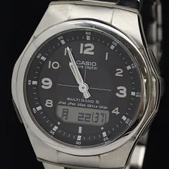 稼働 カシオ ウェーブセプター WVA-M480 電波ソーラー ブラック文字盤 メンズ腕時計 2000000 NSK SMZ