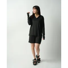 ☆ ブラック ☆ M-L ☆ ラッシュガード 2WAYハーフZIP セットアップ ラッシュガード 2WAY セットアップ 半ズボン ズボン パンツ 長袖シャツ シャツ 上下セット 吸水 速乾 接触冷感 冷たい 伸縮性 ストレッチ 軽量 軽い 上下 セット