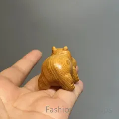 【新品未使用】木製ミニカバフィギュア可愛い小さなカバの木彫り手作りオーナメントデスクトップティーペットctt94