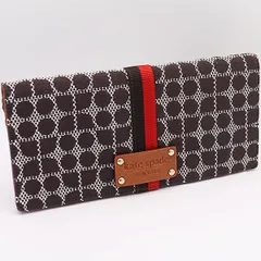 良品 ケイトスペード 長財布 カードポケット×6 パスポートケース 黒系×ブラウン KYM