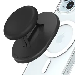 【数量限定】。M-Mini シリーズマグセーフ用磁気スマホTPUバンドフィンガーホルダー 12 13 14 Tok iPhone15 2in1機能 落下防止 滑り止めシリコンシートワイヤレス充電可能 簡単脱着携帯ホルダー ブラック 多機能の持ち方自由自在スマホ