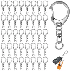 【在庫セール】キーホルダー金具【50個入り】ナスカン キーホルダー パーツ 回転カン付き ワンタッチ 回転フック 鍵や人形など掛けられ 通勤 学校 DIY用パーツ シルバー 44mmｘ18mm